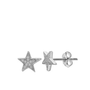CZ Star Stud Sterling Silver Earrings